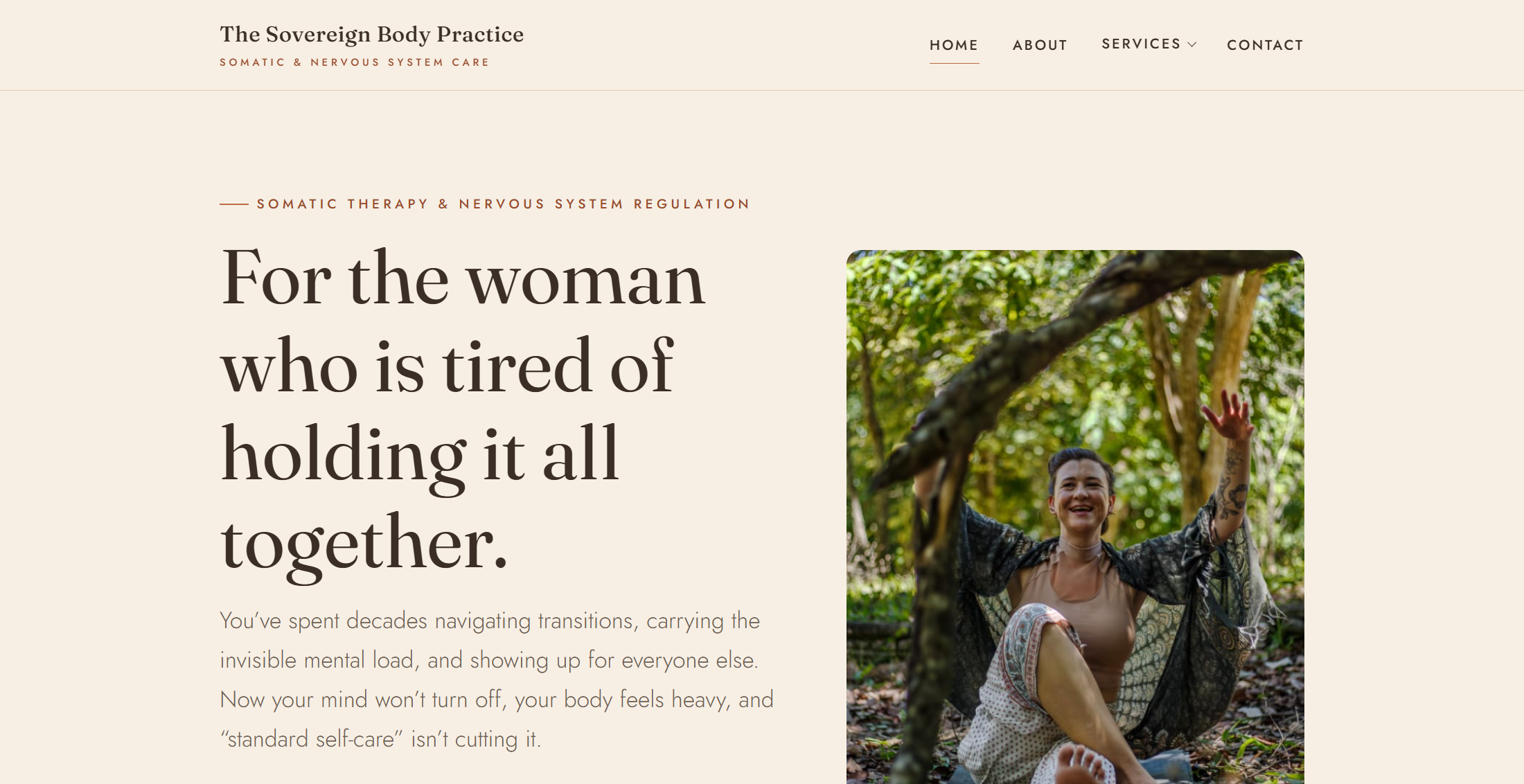 The Sovereign Body Practice somatic therapy website — built by Lobo Noir Cape Town